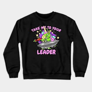 Unicorn Alien Spaceship Space Retro Art Crewneck Sweatshirt